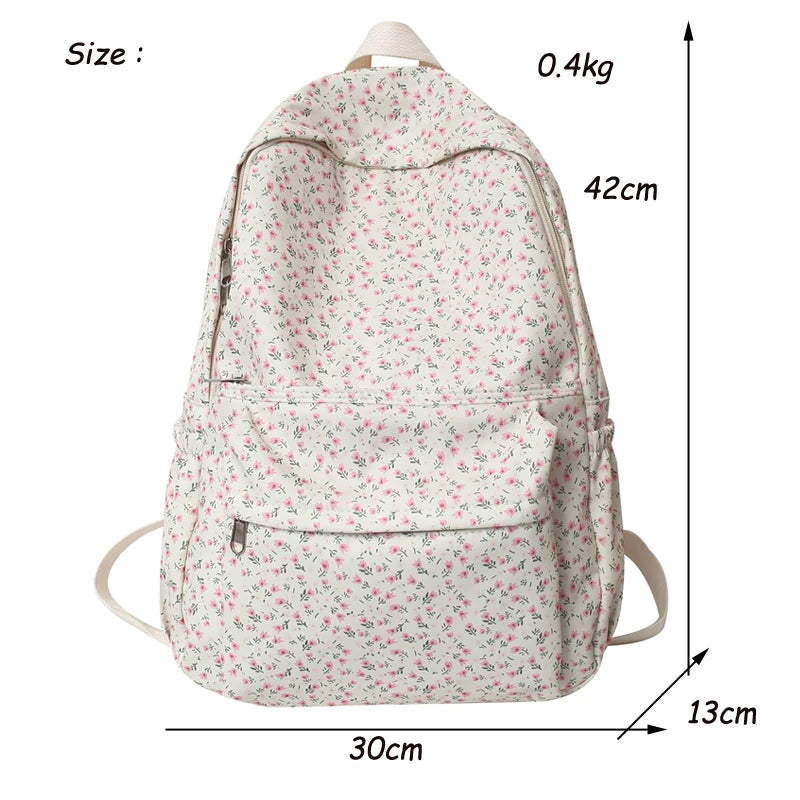 Nylon Female Casual Travel Backpack High Flower School Backpack