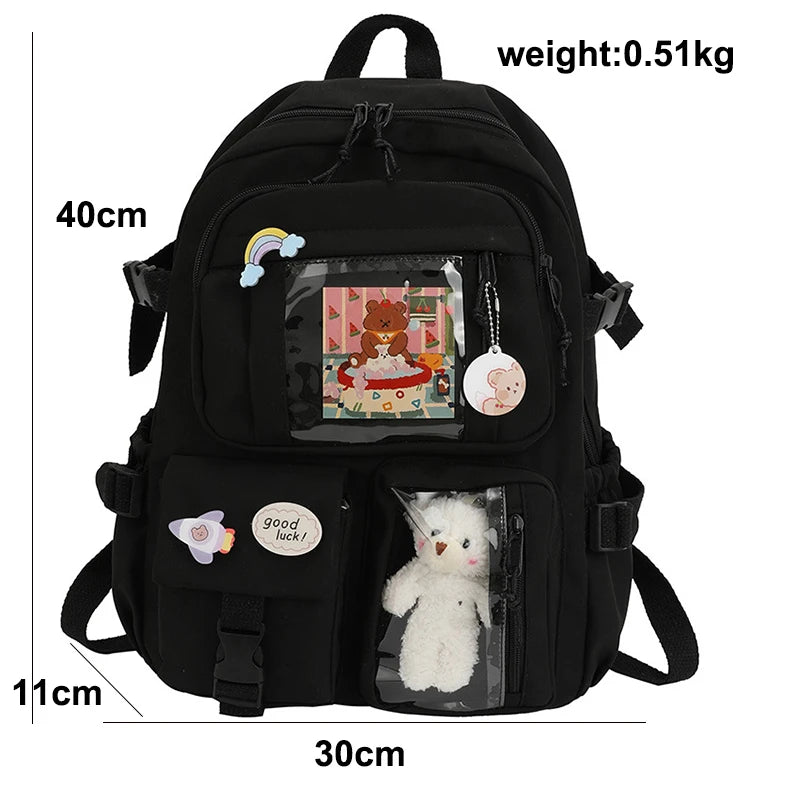 Women Backpacks Waterproof Multi-Pocket Nylon School Backpack for Student
