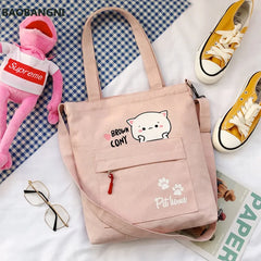 Women Corduroy Zipper Shoulder Bag Casual Tote Female Crossbody Bag