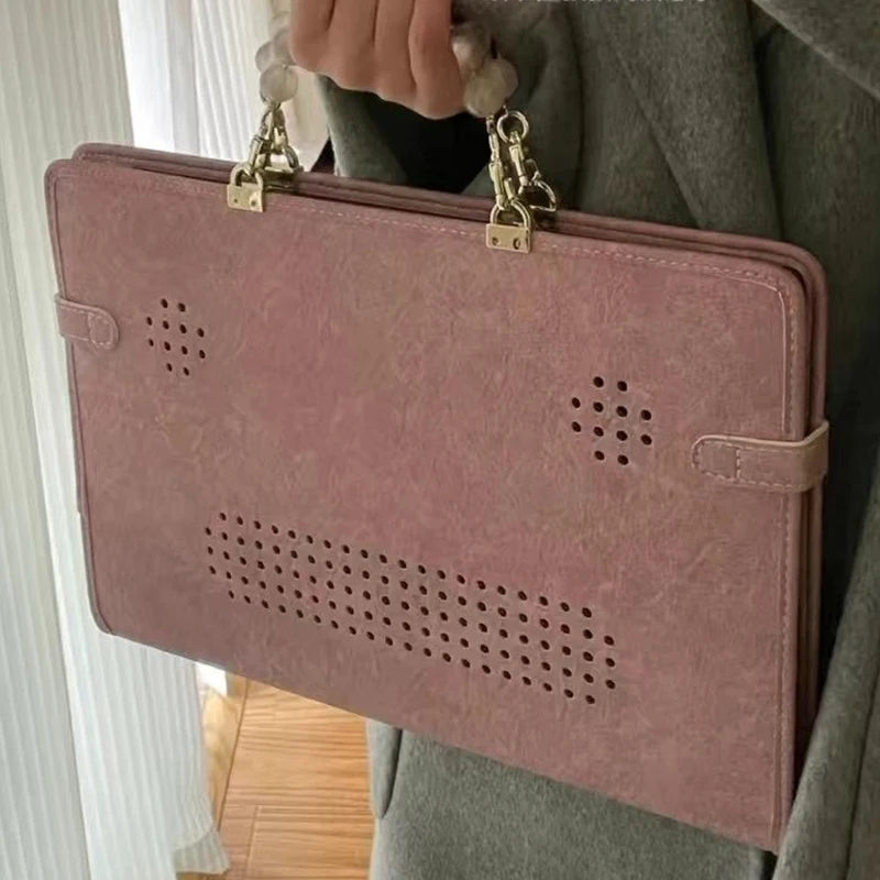 Women Girl Pink Cat Laptop Bags Briefcase Sweet Computer Case Handbags
