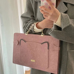 Women Girl Pink Cat Laptop Bags Briefcase Sweet Computer Case Handbags