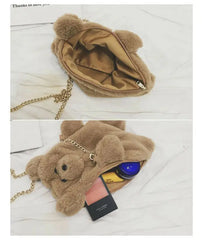 Plush Teddy Bear Shoulder Bag for Girls - Stuffed Bear Crossbody Gift