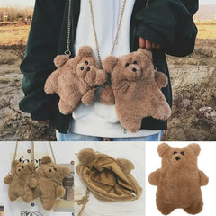Plush Teddy Bear Shoulder Bag for Girls - Stuffed Bear Crossbody Gift