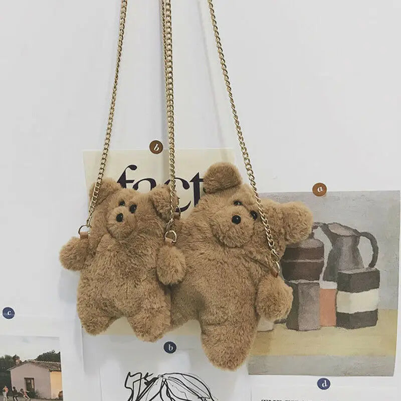 Plush Teddy Bear Shoulder Bag for Girls - Stuffed Bear Crossbody Gift