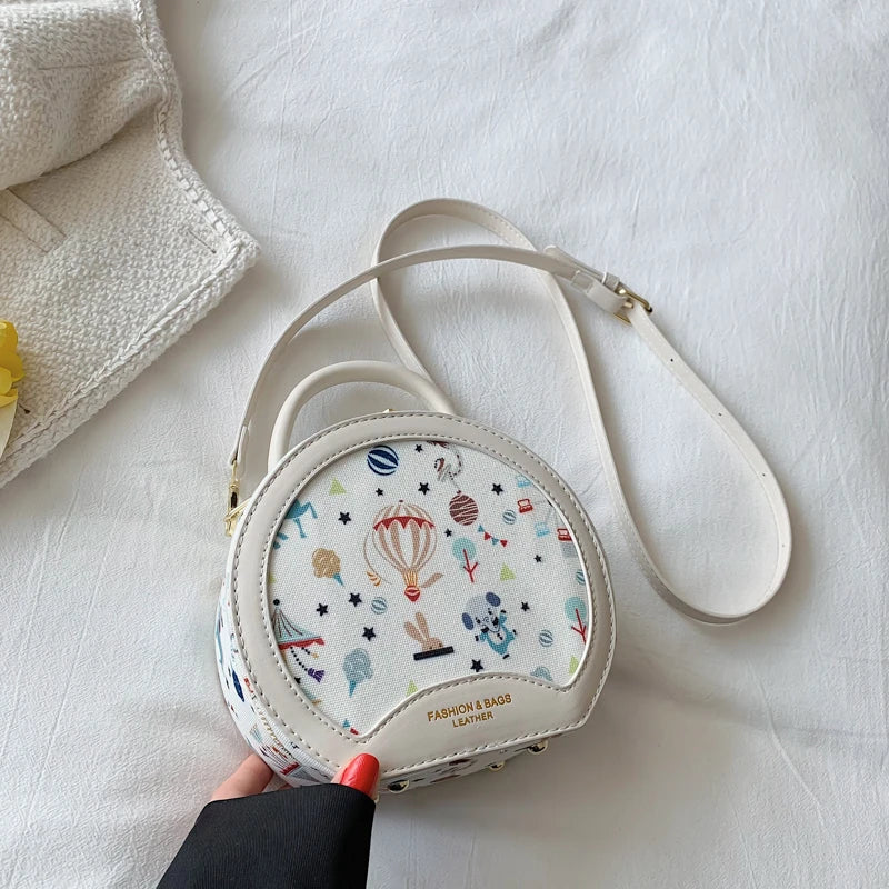 Small Round Handbags Canvas Shoulder Bag