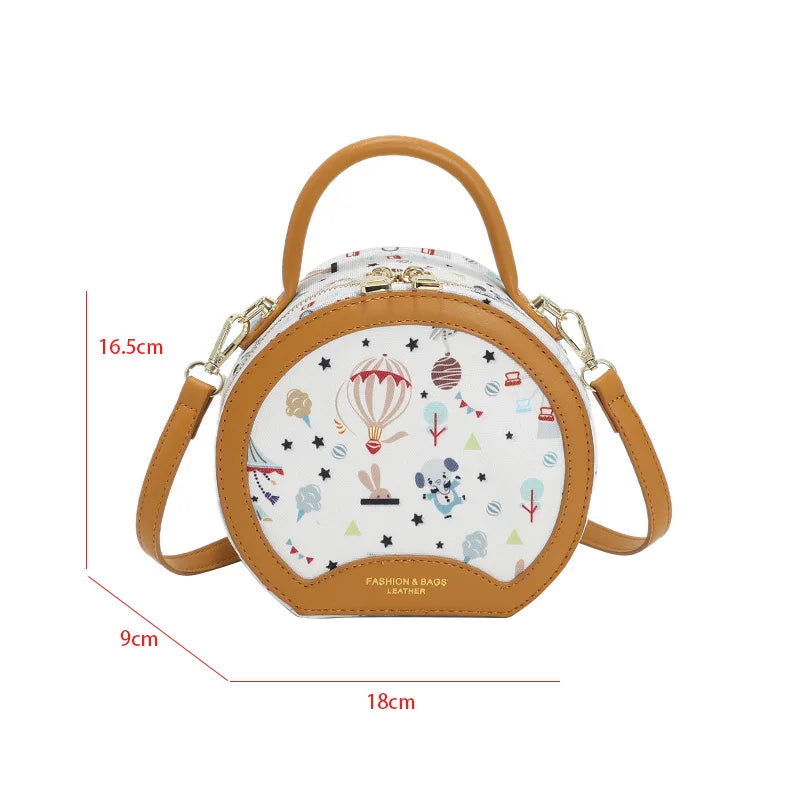 Small Round Handbags Canvas Shoulder Bag