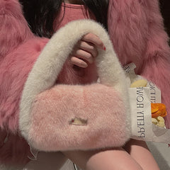 Plush Shoulder Bag Faux Fur Clutch Purse Tote Handbag Winter Female Party