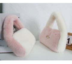 Plush Shoulder Bag Faux Fur Clutch Purse Tote Handbag Winter Female Party