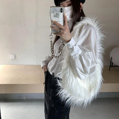Women Shoulder Bag Hairy Purse Shopping Bag 01-SB-kammyx