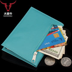 Pink PU Leather Passport Cover with Zipper Pocket