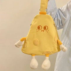 Cheese Handbag Canvas Crossbody Tote Bag Shoulder Bag