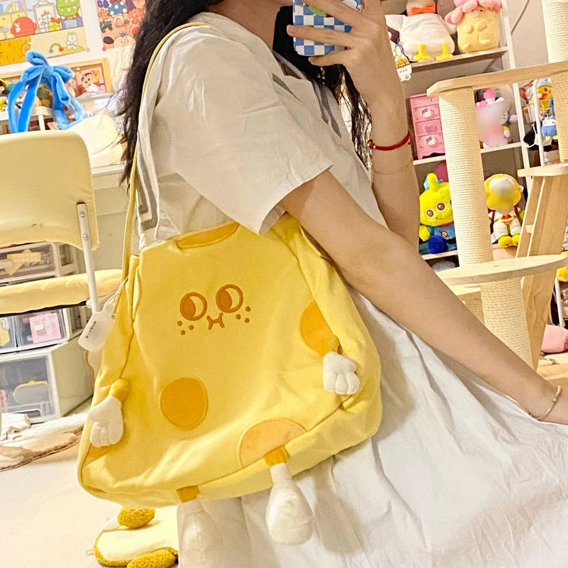 Cheese Handbag Canvas Crossbody Tote Bag Shoulder Bag