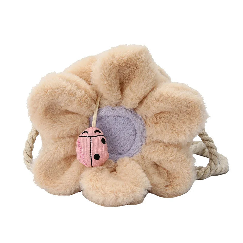 Child Purse Sun Flower Bag Crossbody Handbag Wool Cute Shoulder Bag Plush
