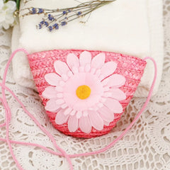 Japanese Flower Straw Bag Mini Messenger Woven Bag Shoulder Women's Purse