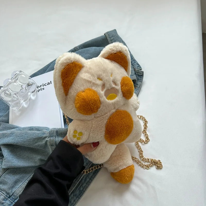 Girl Plush Doll Shoulder Bag Cat Crossbody Bag