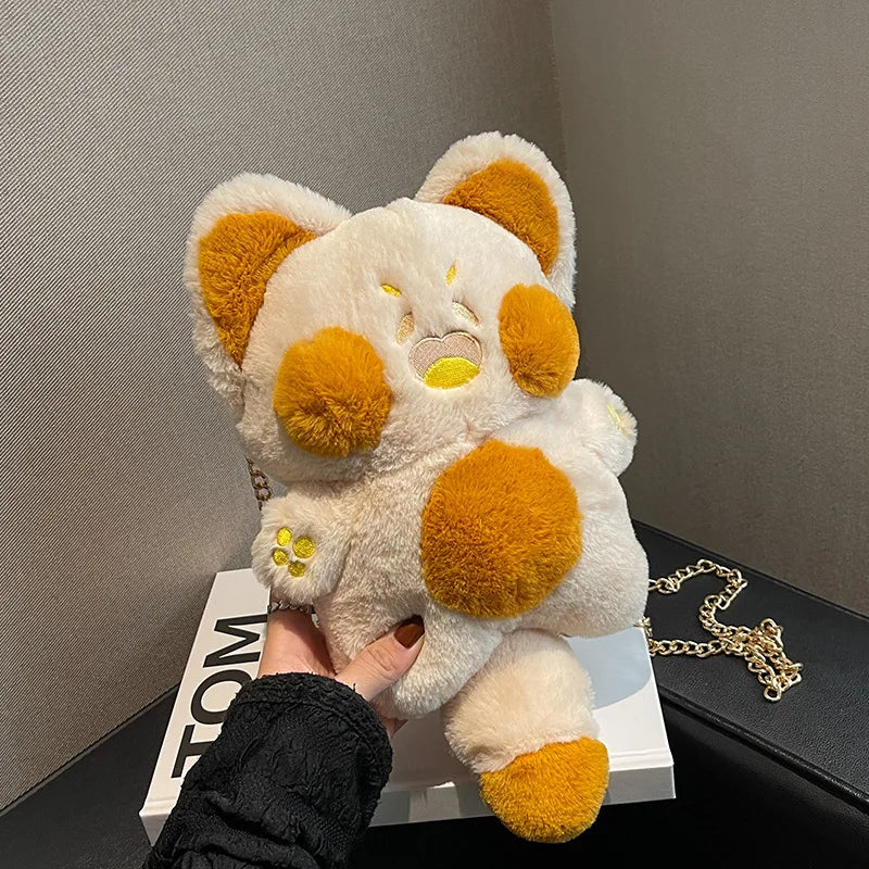 Girl Plush Doll Shoulder Bag Cat Crossbody Bag