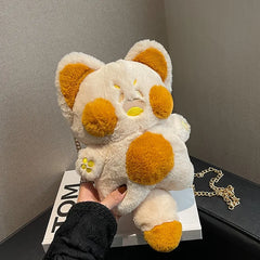 Girl Plush Doll Shoulder Bag Cat Crossbody Bag