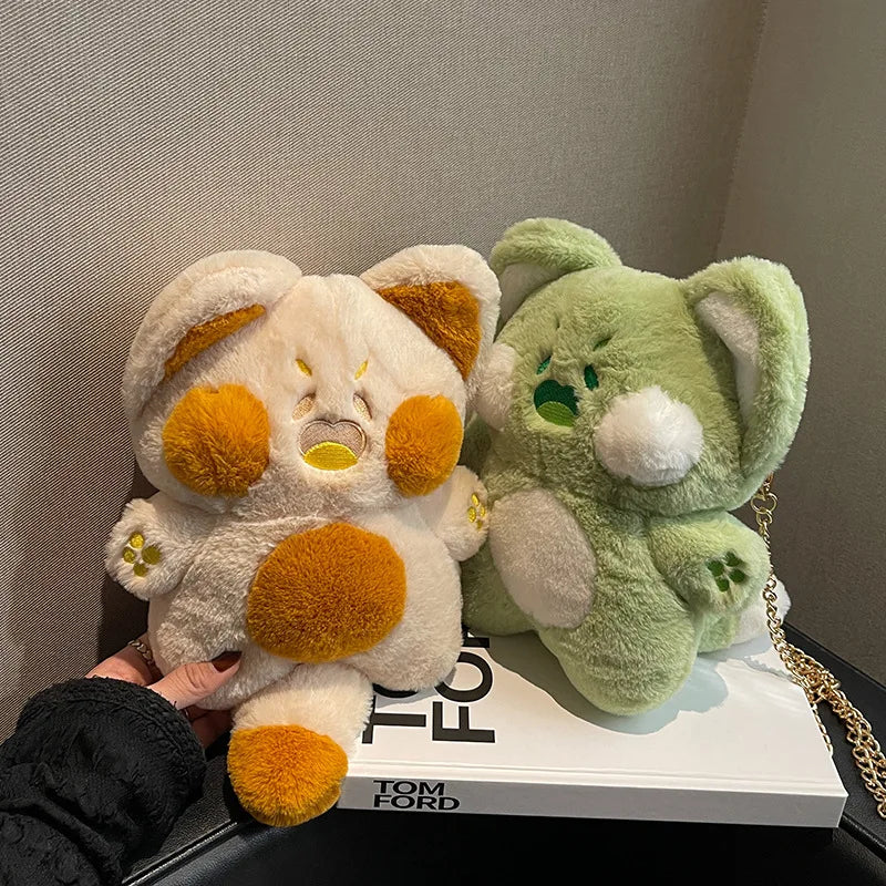 Girl Plush Doll Shoulder Bag Cat Crossbody Bag