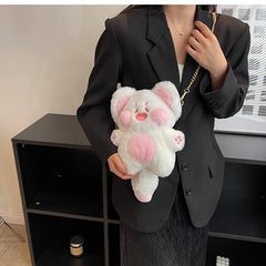 Girl Plush Doll Shoulder Bag Cat Crossbody Bag