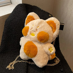 Girl Plush Doll Shoulder Bag Cat Crossbody Bag