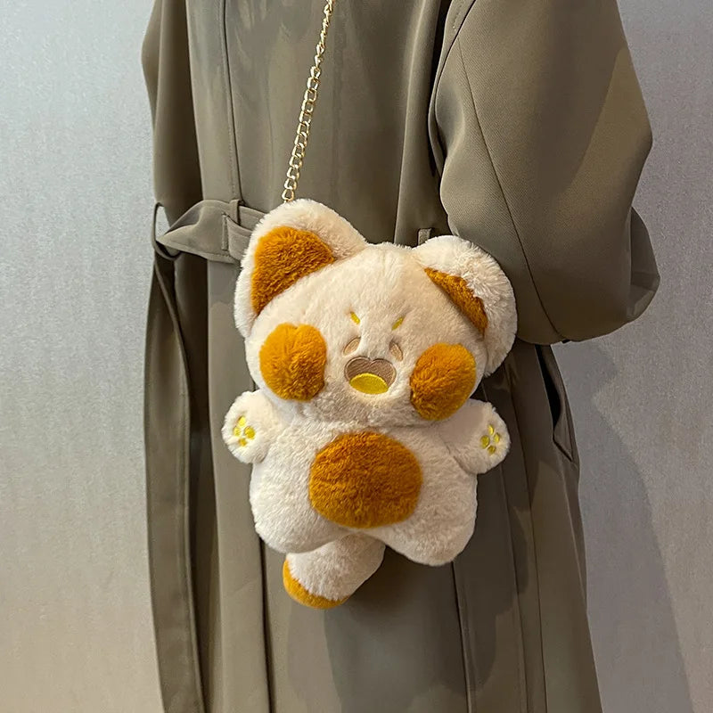 Girl Plush Doll Shoulder Bag Cat Crossbody Bag