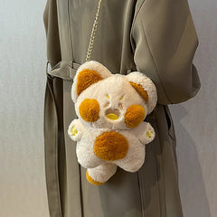 Girl Plush Doll Shoulder Bag Cat Crossbody Bag