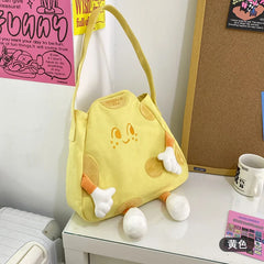 Canvas Cartoon Shoulder Bag Large Capacity Tote for Women