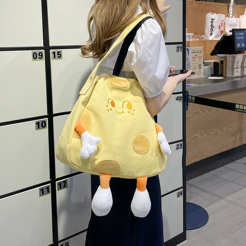Canvas Cartoon Shoulder Bag Large Capacity Tote for Women