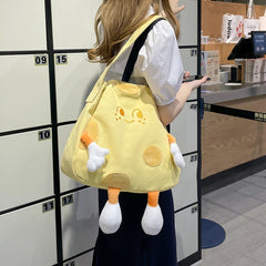 Canvas Cartoon Shoulder Bag Large Capacity Tote for Women