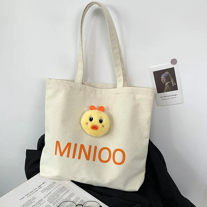 Plush Doll Shoulder Bag Japanese Ins College Tote Bag