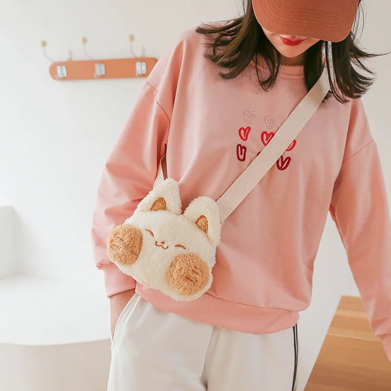Rabbit Plush Bag Female Furry Messenger Bag Girl Heart Doll Toy Shoulder Bag