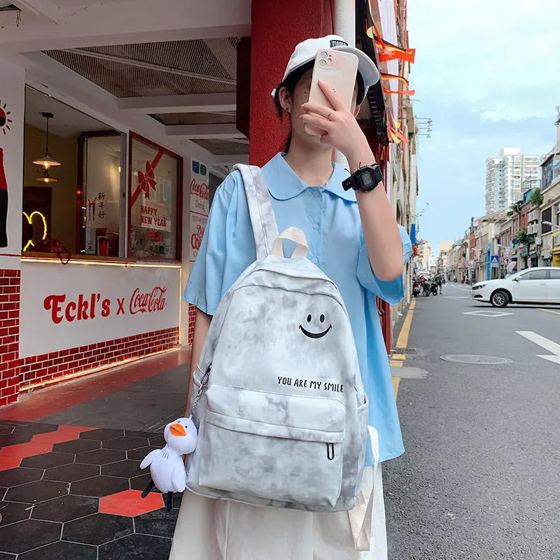 Smiley Harajuku School Backpack for Girls