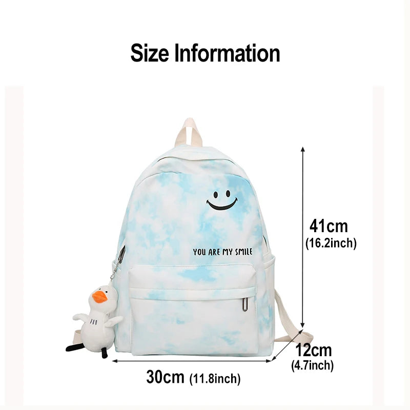 Smiley Harajuku School Backpack for Girls