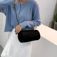 Plaid Nylon Messenger Bag Women Small Chain Shoulder Crossbody Handbag