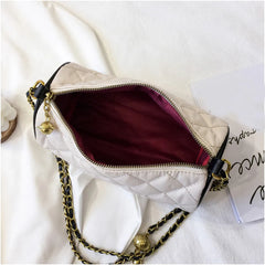 Plaid Nylon Messenger Bag Women Small Chain Shoulder Crossbody Handbag