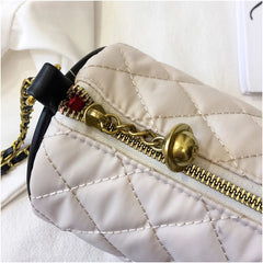 Plaid Nylon Messenger Bag Women Small Chain Shoulder Crossbody Handbag