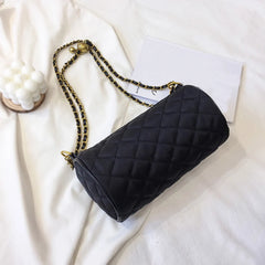 Plaid Nylon Messenger Bag Women Small Chain Shoulder Crossbody Handbag