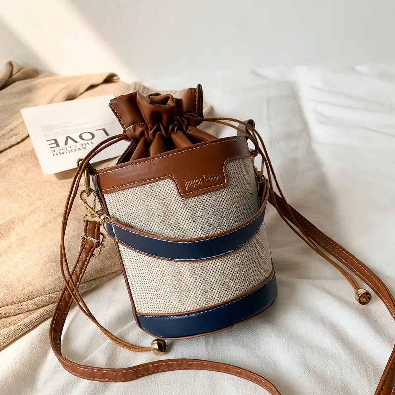 Casual Drawstring Faux Leather Crossbody Bag for Women
