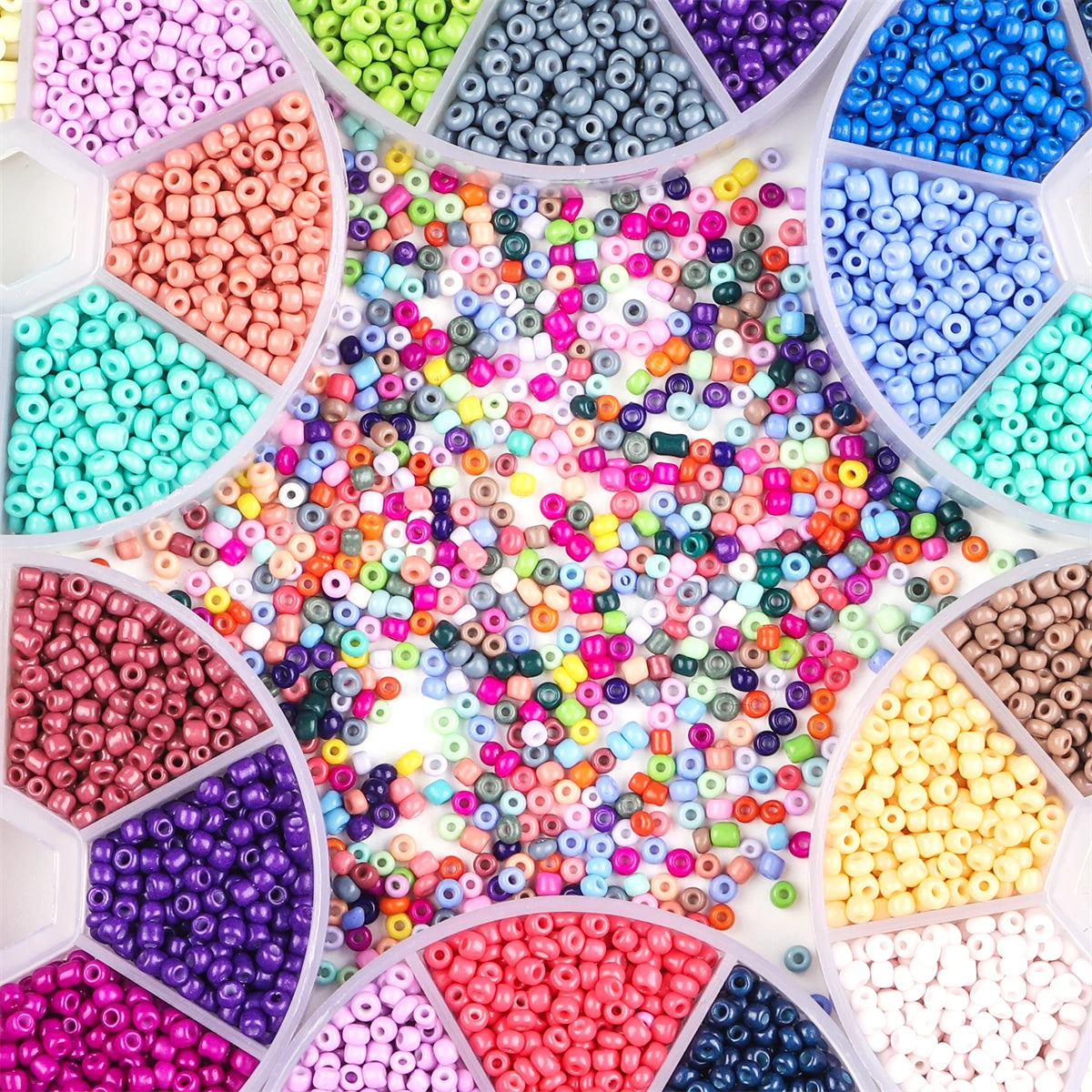 Czech Crystal Glass Seed Beads Kit with Charms Box