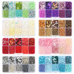 Czech Crystal Glass Seed Beads Kit with Charms Box