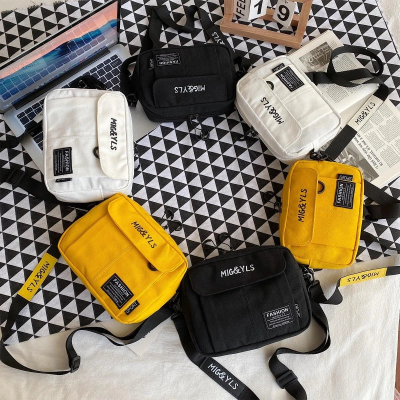 D0LF Canvas Messenger Bag Anti Theft Handbags Women Crossbody Bag Yellow