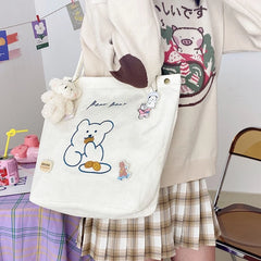 D0LF Corduroy Shoulder Bag Casual Tote Handbag for Wedding Gym Bags