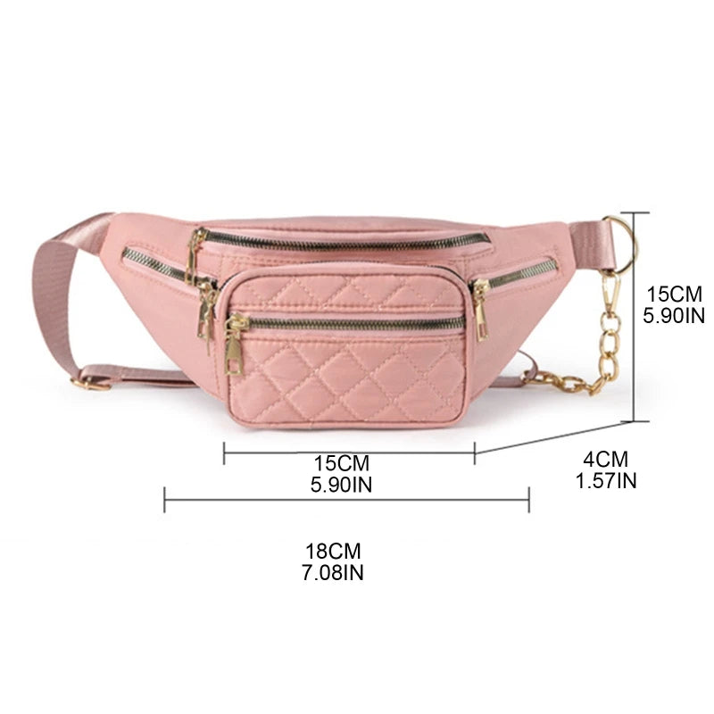 D0LF Fanny Pack Zippered Waist Bag for Girls Women Ladies