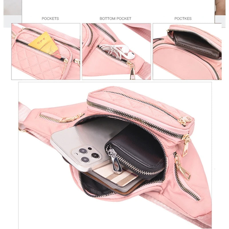 D0LF Fanny Pack Zippered Waist Bag for Girls Women Ladies