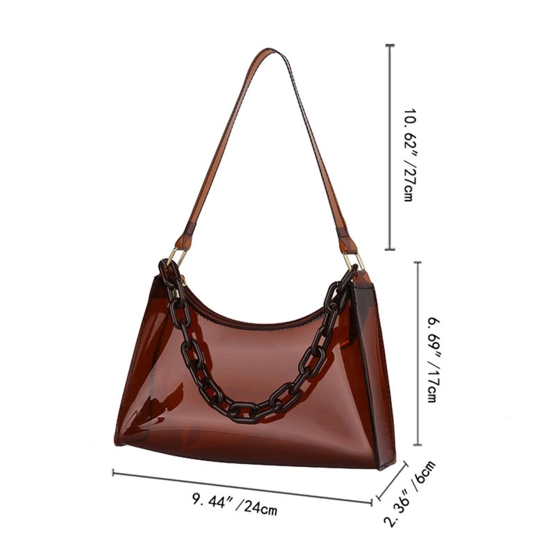 D0LF Ladies Jelly Bags PVC Clear Bag Underarm Bags Casual Women Summer Handbags