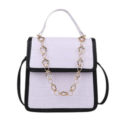 D0LF Chain Travel Bag PU Leather Shoulder Bags Women Stone Pattern Crossbody Han
