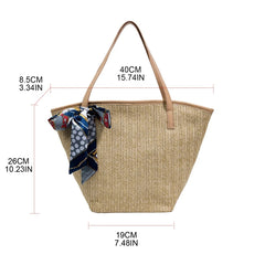D0LF Straw Beach Bag Vintage Bohemian Summer Vacation Casual