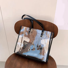 D0LF Transparent PVC Shoulder Bags for Women Girls Jelly Large Tote Summer Beach