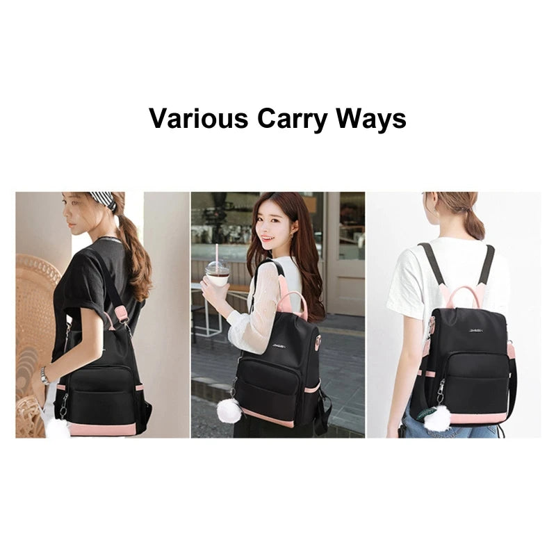 D0LF Women Backpack Purse Anti-theft Lightweight Travel School Shoulder Bag