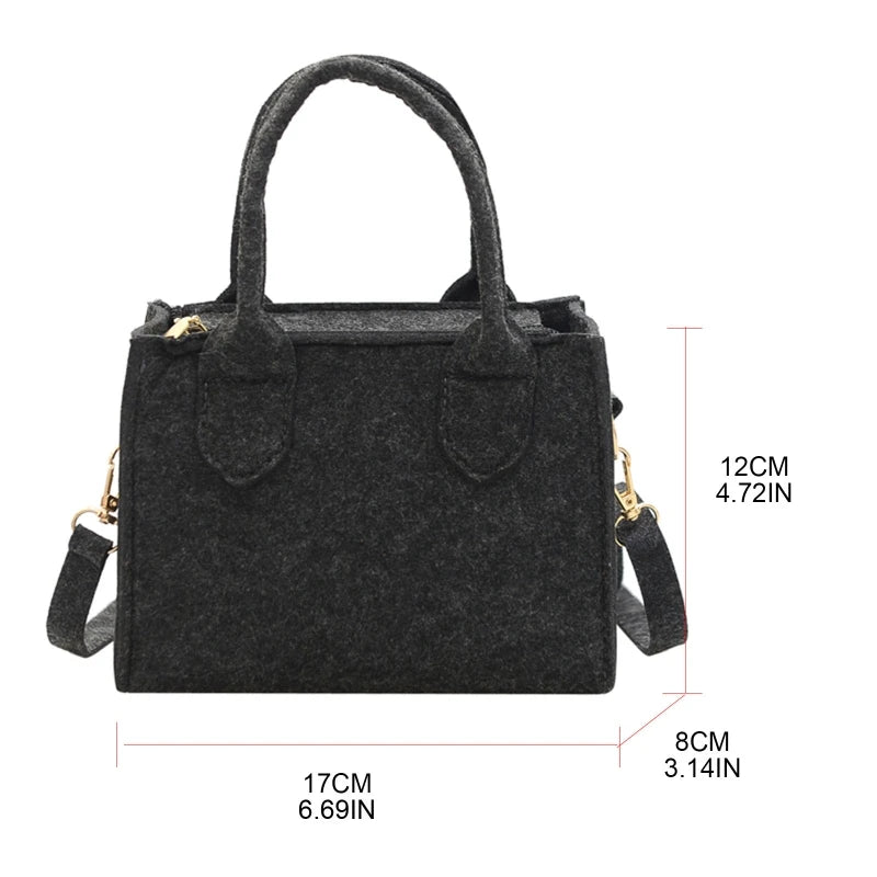 D0LF Women Small Felt Handbag Shoulder Messenger Crossbody Shopping Bags Satchel